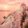 Santorini Sunset in Pink Tones
