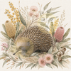Echidna Among Native Flowers