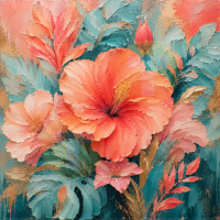Coral & Aqua Botanical