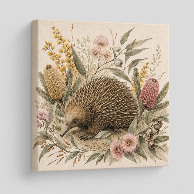 Australian Soul canvas tile &mdash; botanical watercolour art printed on linen canvas