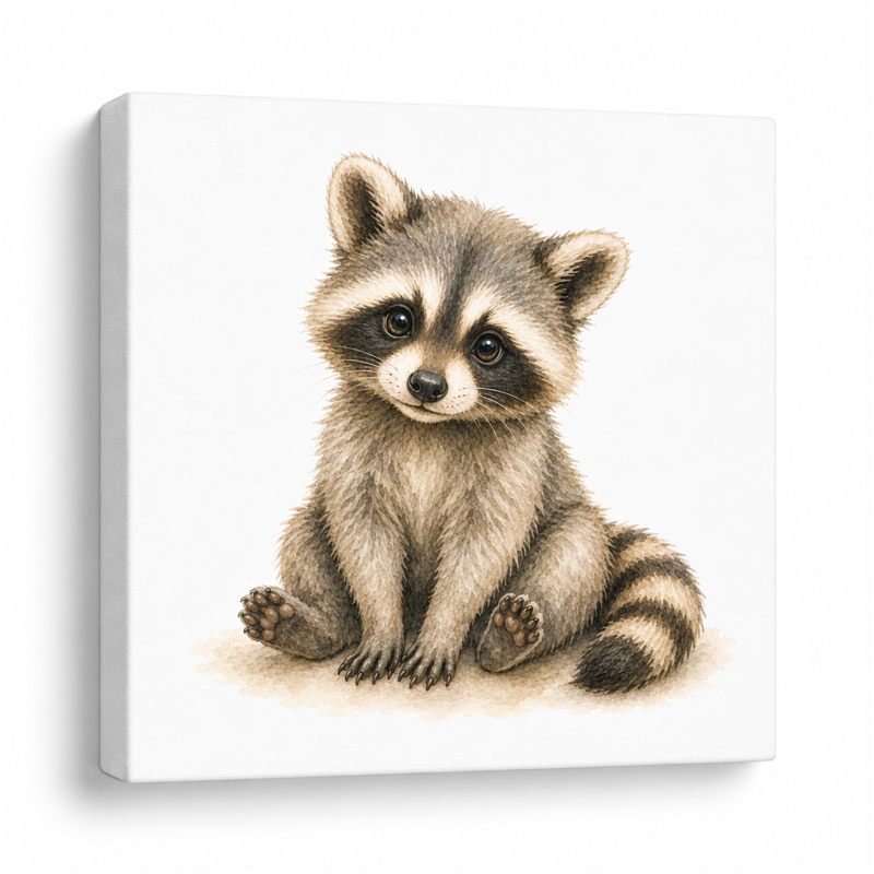 Baby Animals canvas tile — illustrated baby animal on linen canvas