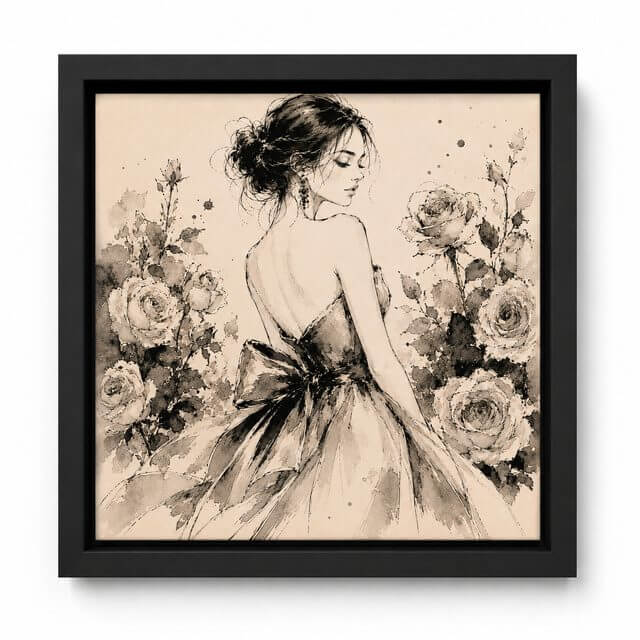 Fashion House photo tile &mdash; couture fashion illustration on a photographic print tile
