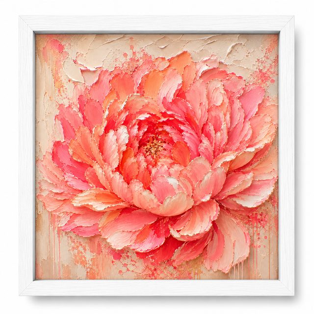 Luxury Impasto Floral white frame tile &mdash; bold floral art in a clean white frame