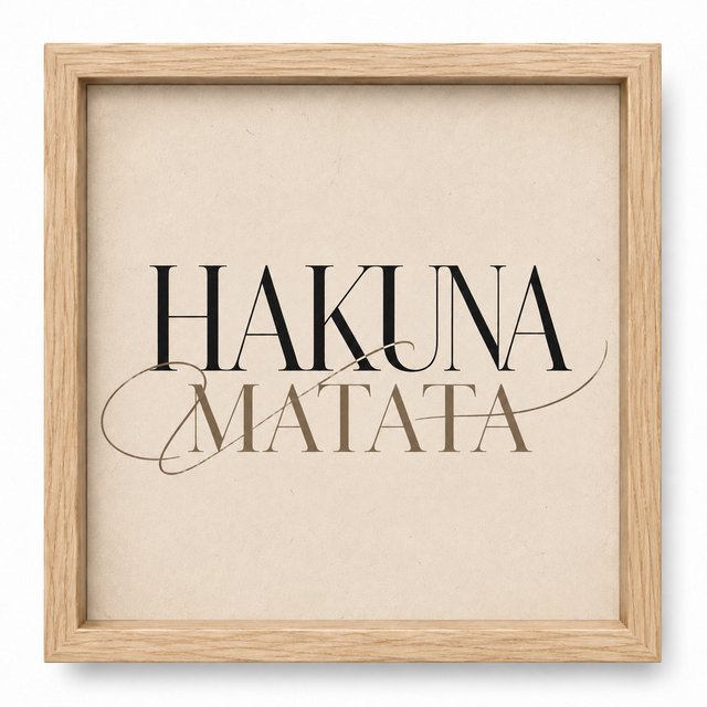 Movie Quotes oak frame tile &mdash; Hakuna Matata in a warm natural timber frame