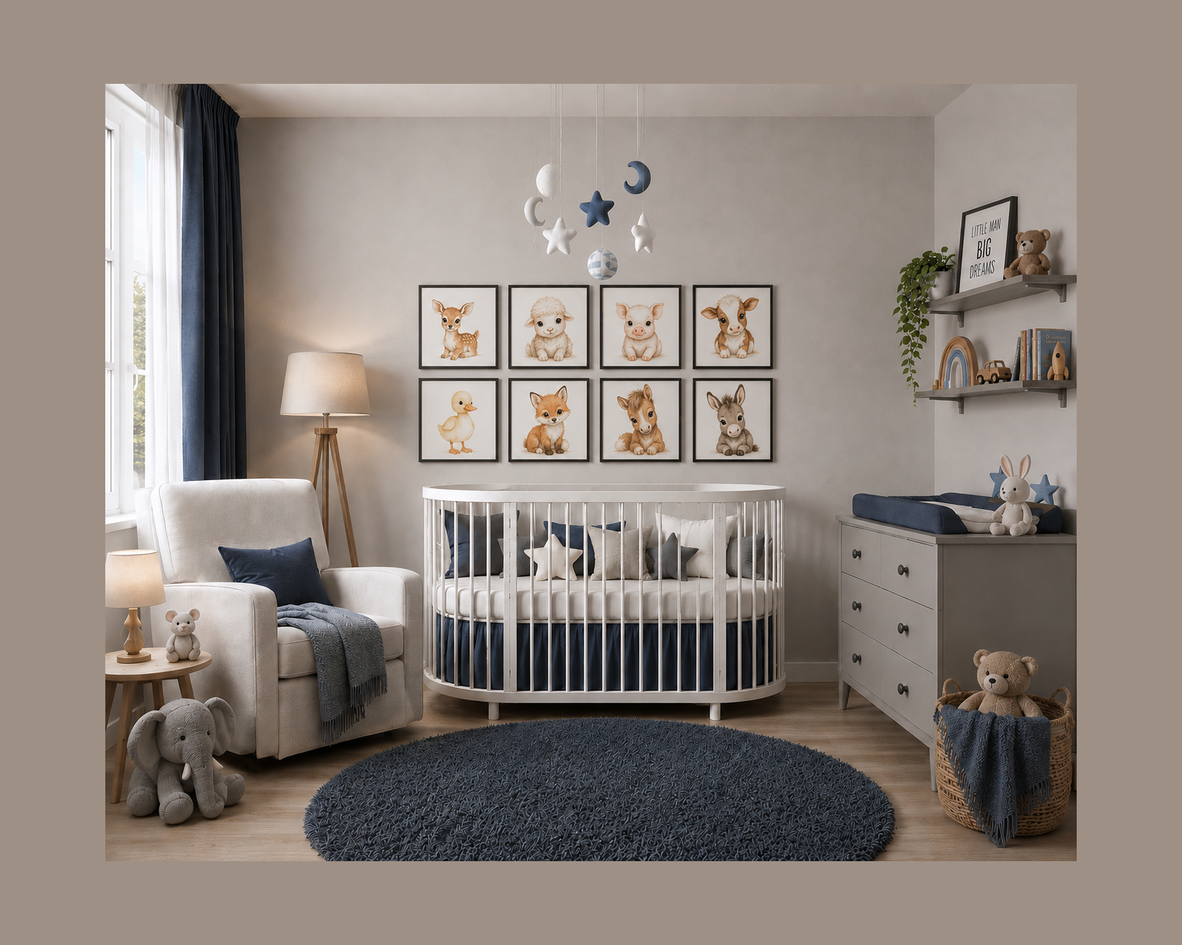 Baby animal photo tile wall collage