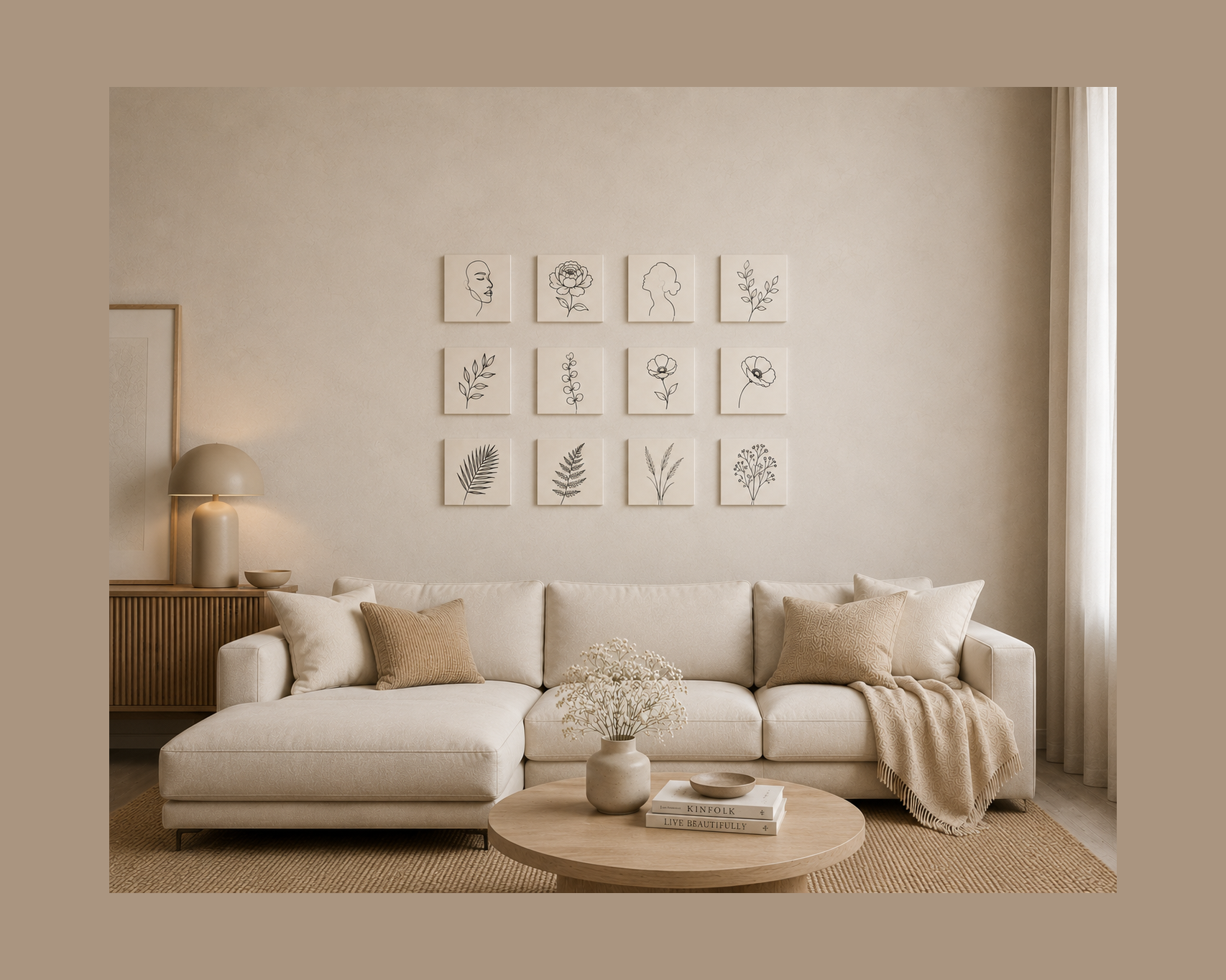 Minimalist Line Art ready-to-print tile collection