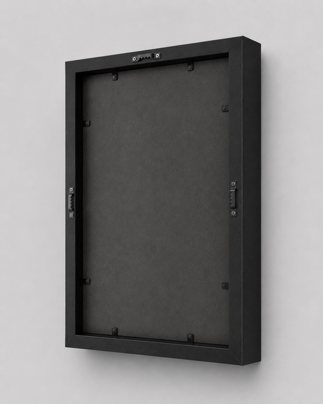Frame back showing built-in hanging hardware